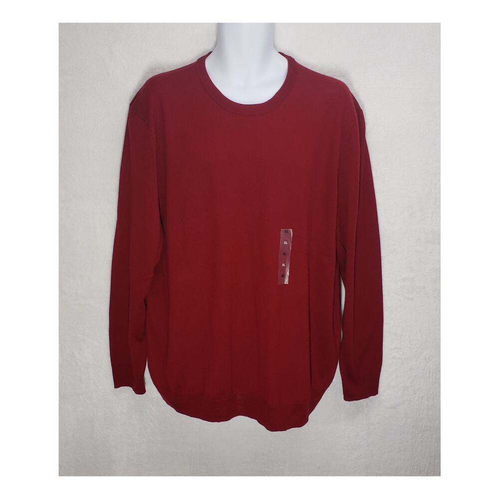 Club Room Mens XL Burgundy Merino Wool Blend Sweater Dark Academia Preppy NWT
